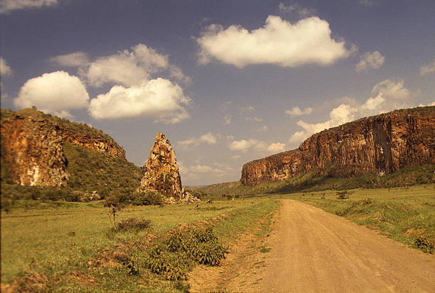Hell's Gate National Park with the "tower" in the distance, Lake Naivasha, Kenya