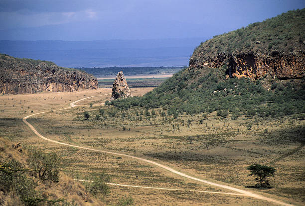 Hell's Gate National Park with the "tower" in the distance, Lake Naivasha, Kenya